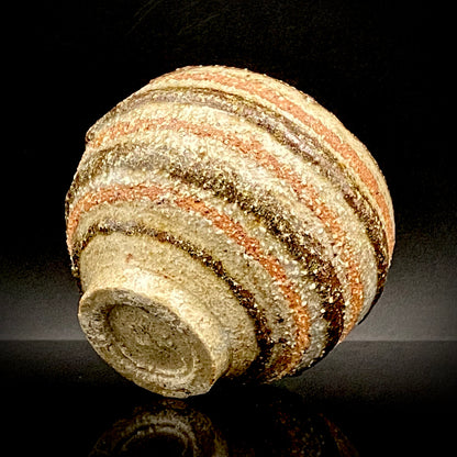 Guinomi Sake Cup / Japanese-Style Shot Glass with Striped Design by Takeda Toshio, Pupil of Living National Treasure Tamura Koichi, Artist Represented in the Collection of The National Museum of Modern Art, Kyoto #397