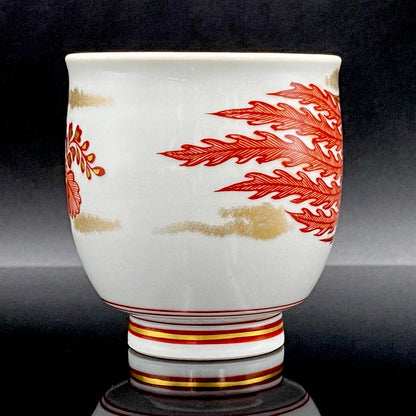 山本 芳岳 最上位作 九谷焼 赤絵細描 金彩赤絵 鳳凰文 ぐい呑み 酒器  皇室献上作家 #202