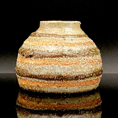 Guinomi Sake Cup / Japanese-Style Shot Glass with Striped Design by Takeda Toshio, Pupil of Living National Treasure Tamura Koichi, Artist Represented in the Collection of The National Museum of Modern Art, Kyoto #397