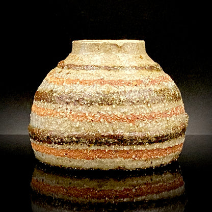 Guinomi Sake Cup / Japanese-Style Shot Glass with Striped Design by Takeda Toshio, Pupil of Living National Treasure Tamura Koichi, Artist Represented in the Collection of The National Museum of Modern Art, Kyoto #397
