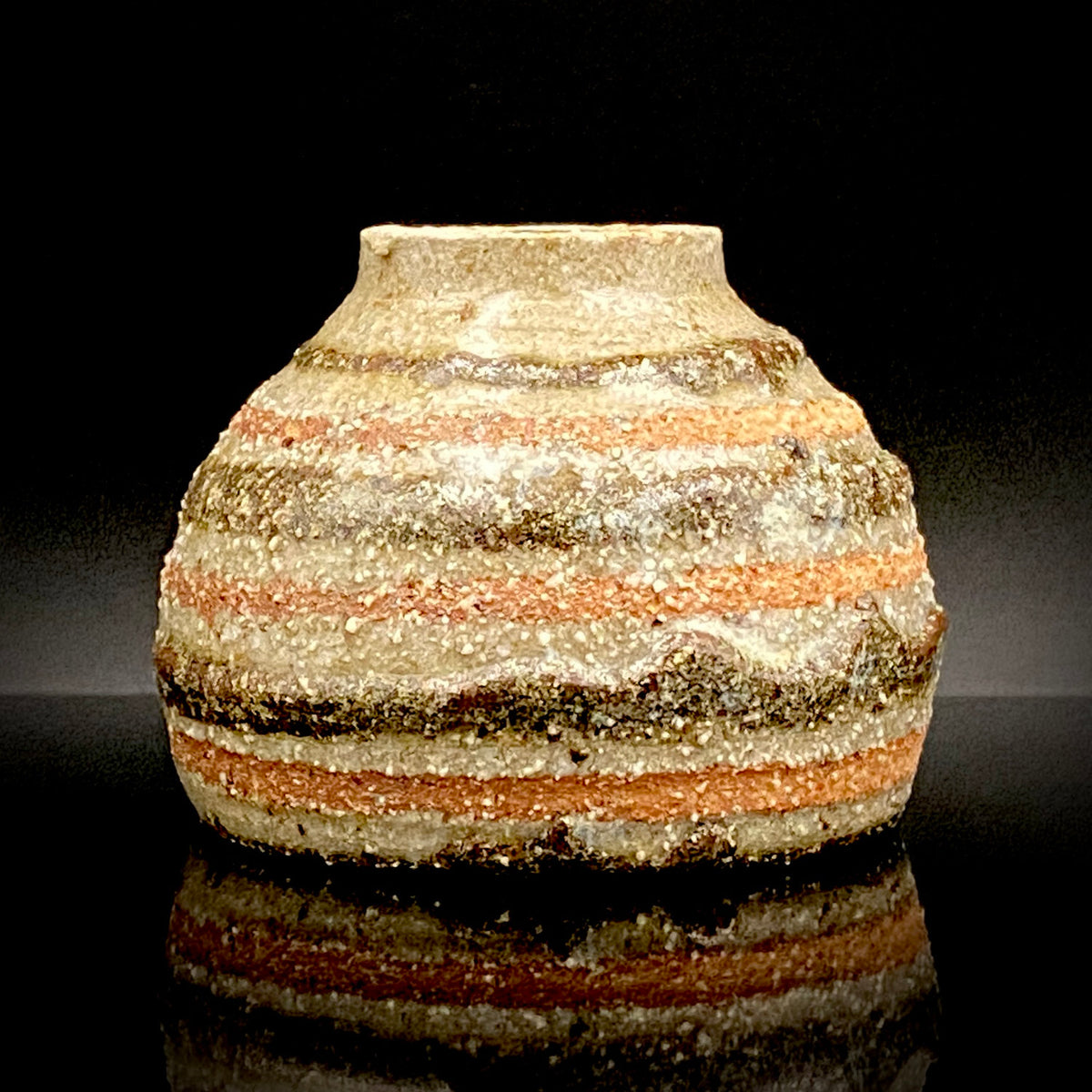 Guinomi Sake Cup / Japanese-Style Shot Glass with Striped Design by Takeda Toshio, Pupil of Living National Treasure Tamura Koichi, Artist Represented in the Collection of The National Museum of Modern Art, Kyoto #397