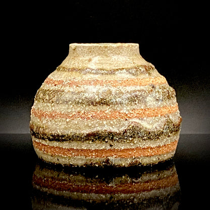 Guinomi Sake Cup / Japanese-Style Shot Glass with Striped Design by Takeda Toshio, Pupil of Living National Treasure Tamura Koichi, Artist Represented in the Collection of The National Museum of Modern Art, Kyoto #397