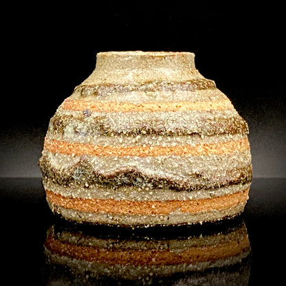Guinomi Sake Cup / Japanese-Style Shot Glass with Striped Design by Takeda Toshio, Pupil of Living National Treasure Tamura Koichi, Artist Represented in the Collection of The National Museum of Modern Art, Kyoto #397