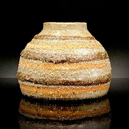 Guinomi Sake Cup / Japanese-Style Shot Glass with Striped Design by Takeda Toshio, Pupil of Living National Treasure Tamura Koichi, Artist Represented in the Collection of The National Museum of Modern Art, Kyoto #397