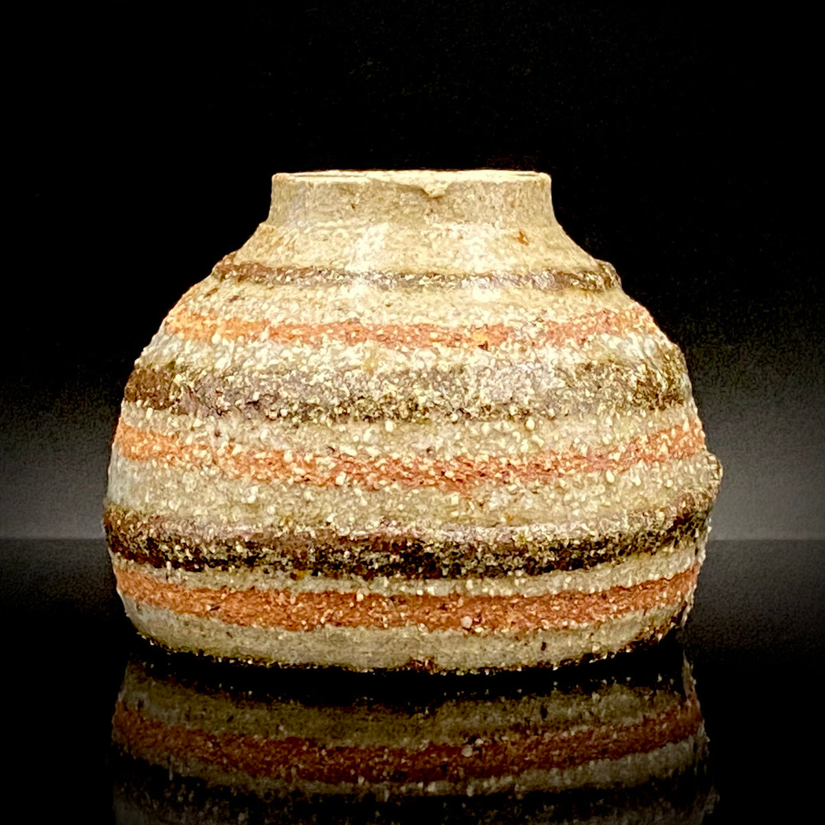 Guinomi Sake Cup / Japanese-Style Shot Glass with Striped Design by Takeda Toshio, Pupil of Living National Treasure Tamura Koichi, Artist Represented in the Collection of The National Museum of Modern Art, Kyoto #397