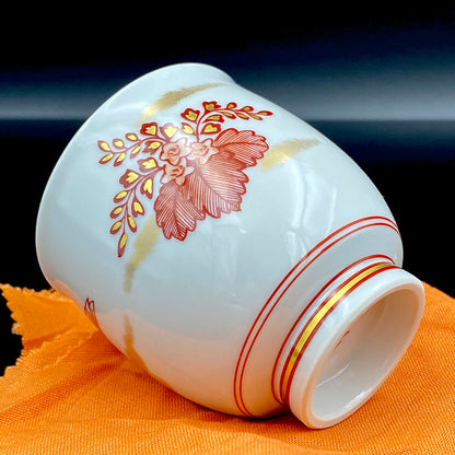 山本 芳岳 最上位作 九谷焼 赤絵細描 金彩赤絵 鳳凰文 ぐい呑み 酒器  皇室献上作家 #202