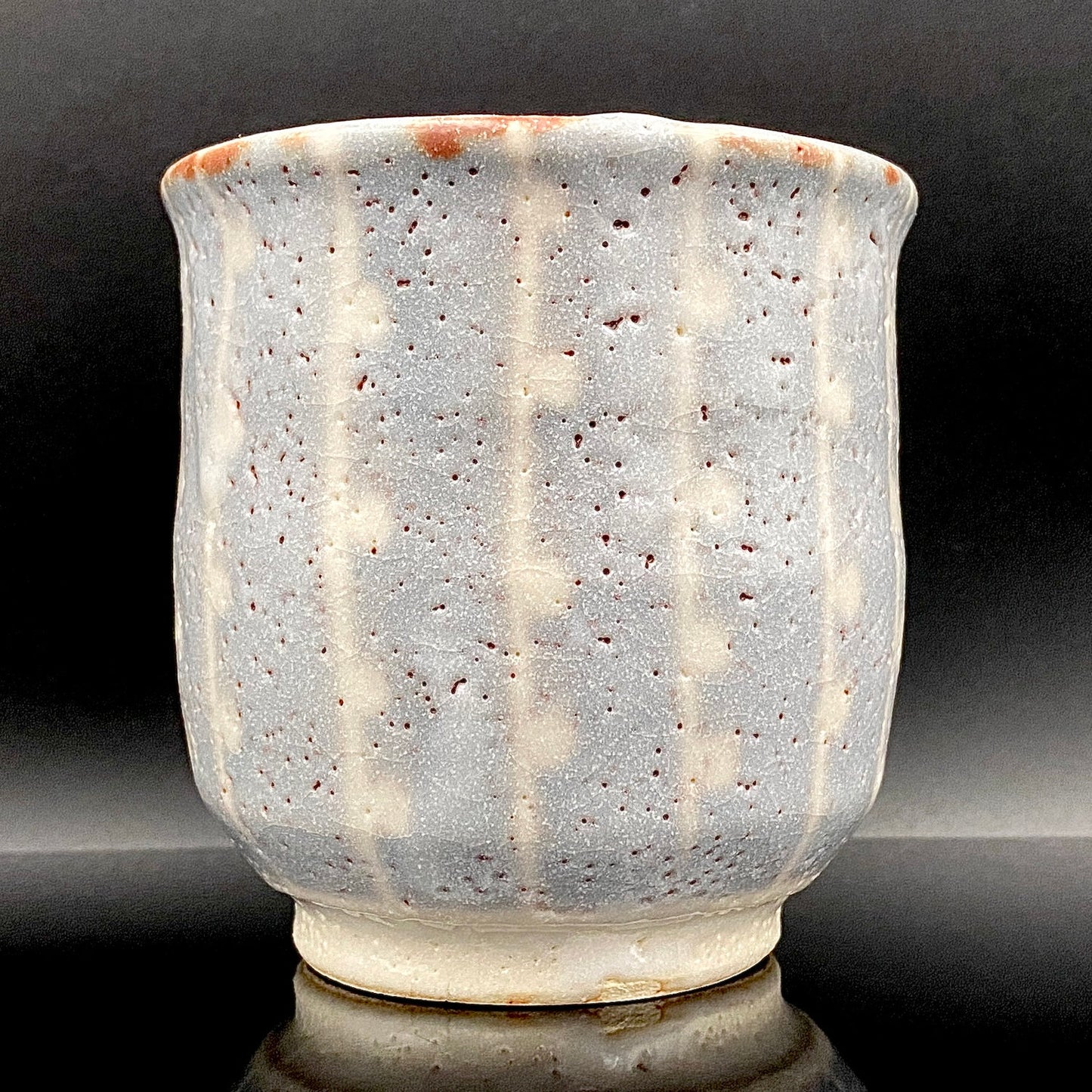 岐阜県重要無形文化財保持者 仙太郎窯 安藤 日出武 作 志美濃野 鉄絵 筒型酒器 ロックグラス #205