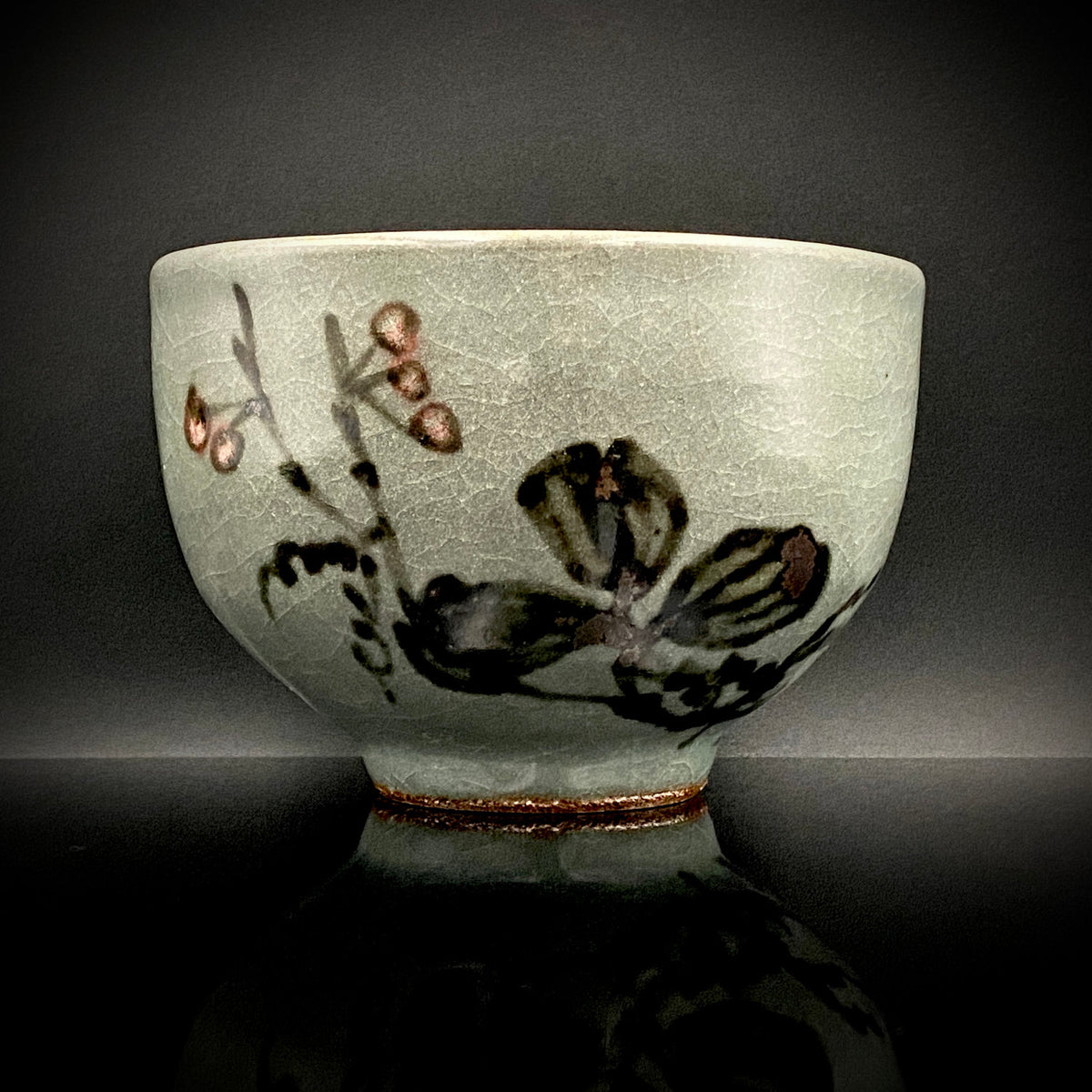 Iron-Painted Sankirai Tea Bowl / Japanese-Style Rocks Glass by Takeda Toshio, Pupil of Living National Treasure Tamura Koichi, Artist Represented in the Collection of The National Museum of Modern Art, Kyoto #503