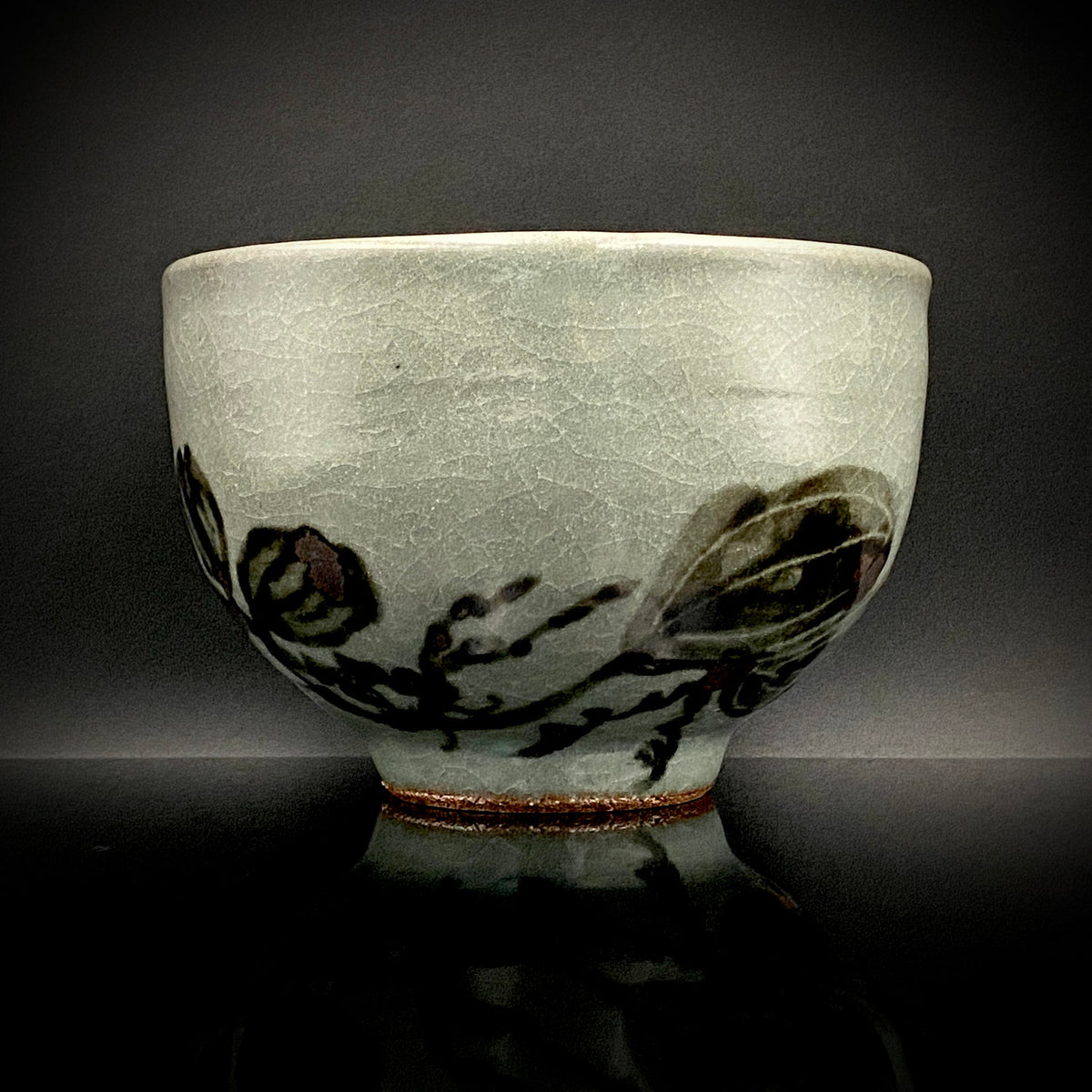 Iron-Painted Sankirai Tea Bowl / Japanese-Style Rocks Glass by Takeda Toshio, Pupil of Living National Treasure Tamura Koichi, Artist Represented in the Collection of The National Museum of Modern Art, Kyoto #503