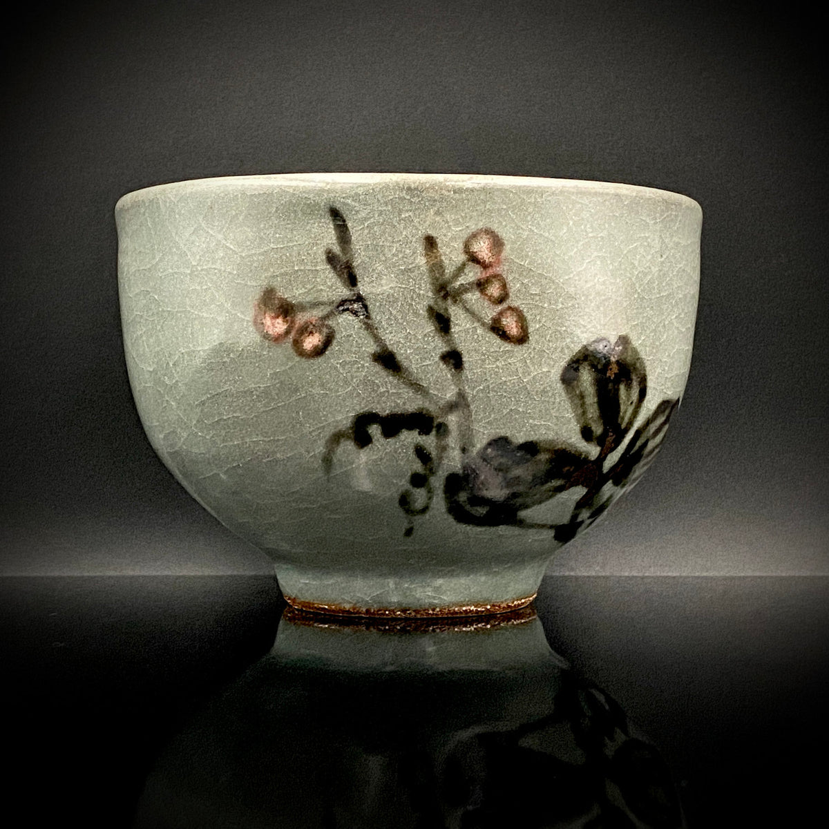 Iron-Painted Sankirai Tea Bowl / Japanese-Style Rocks Glass by Takeda Toshio, Pupil of Living National Treasure Tamura Koichi, Artist Represented in the Collection of The National Museum of Modern Art, Kyoto #503