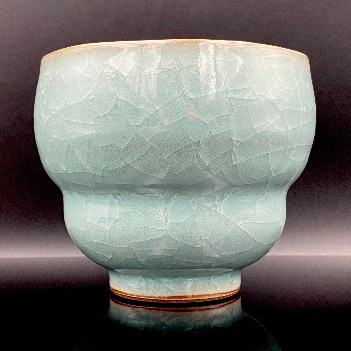 Saga Prefectural Intangible Cultural Property Holder, 19th Generation Choshun Ogasawara – Nabeshima Celadon Carved Pattern Cylindrical Large Ceramic Whiskey Tumbler #206