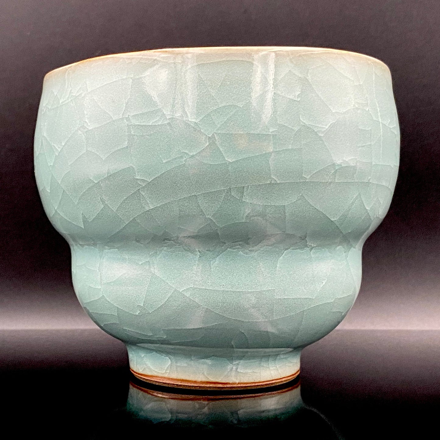 Saga Prefectural Intangible Cultural Property Holder, 19th Generation Choshun Ogasawara – Nabeshima Celadon Carved Pattern Cylindrical Large Ceramic Whiskey Tumbler #206