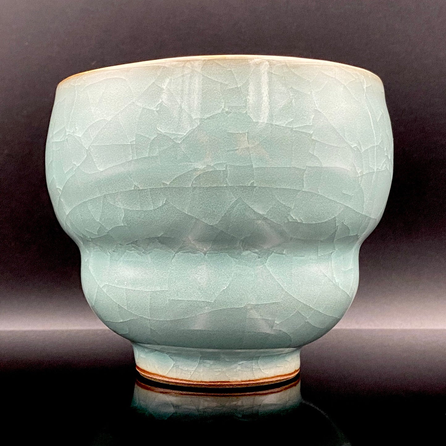 Saga Prefectural Intangible Cultural Property Holder, 19th Generation Choshun Ogasawara – Nabeshima Celadon Carved Pattern Cylindrical Large Ceramic Whiskey Tumbler #206