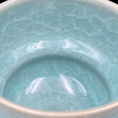 Saga Prefectural Intangible Cultural Property Holder, 19th Generation Choshun Ogasawara – Nabeshima Celadon Carved Pattern Cylindrical Large Ceramic Whiskey Tumbler #206