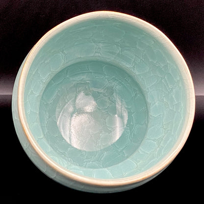Saga Prefectural Intangible Cultural Property Holder, 19th Generation Choshun Ogasawara – Nabeshima Celadon Carved Pattern Cylindrical Large Ceramic Whiskey Tumbler #206