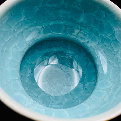 Saga Prefectural Intangible Cultural Property Holder, 19th Generation Choshun Ogasawara – Nabeshima Celadon Carved Pattern Cylindrical Large Ceramic Whiskey Tumbler #206