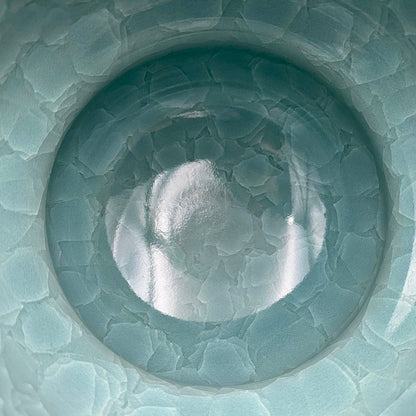 Saga Prefectural Intangible Cultural Property Holder, 19th Generation Choshun Ogasawara – Nabeshima Celadon Carved Pattern Cylindrical Large Ceramic Whiskey Tumbler #206