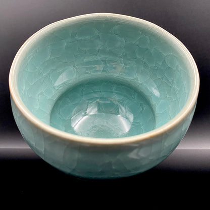 Saga Prefectural Intangible Cultural Property Holder, 19th Generation Choshun Ogasawara – Nabeshima Celadon Carved Pattern Cylindrical Large Ceramic Whiskey Tumbler #206