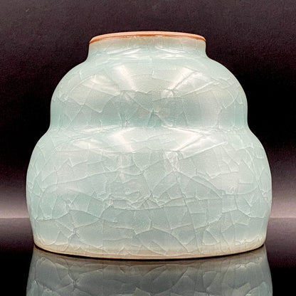 Saga Prefectural Intangible Cultural Property Holder, 19th Generation Choshun Ogasawara – Nabeshima Celadon Carved Pattern Cylindrical Large Ceramic Whiskey Tumbler #206