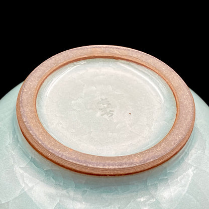 Saga Prefectural Intangible Cultural Property Holder, 19th Generation Choshun Ogasawara – Nabeshima Celadon Carved Pattern Cylindrical Large Ceramic Whiskey Tumbler #206