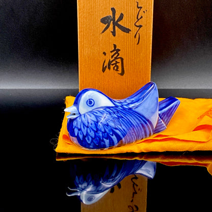 Imperial Household Agency Purveyor, 14th Generation Tsuji Hitachi: Blue and White Fukizumi Phoenix Motif Sculptural Water Dropper / Whisky Dropper #208