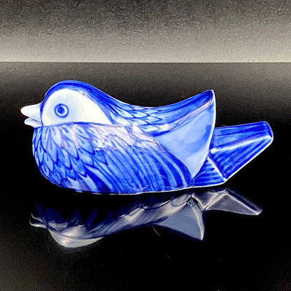 Imperial Household Agency Purveyor, 14th Generation Tsuji Hitachi: Blue and White Fukizumi Phoenix Motif Sculptural Water Dropper / Whisky Dropper #208