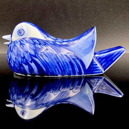 Imperial Household Agency Purveyor, 14th Generation Tsuji Hitachi: Blue and White Fukizumi Phoenix Motif Sculptural Water Dropper / Whisky Dropper #208