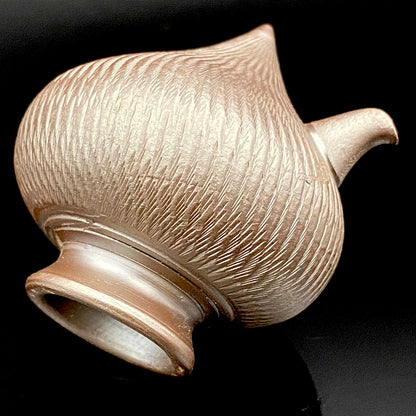 Banko Ware Traditional Craftsman, Mori Iroku IV: Purple Clay Diamond-Cut Geometric Multi-Faceted Water Dropper / Whisky Dropper #210