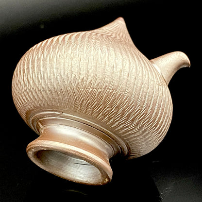 Banko Ware Traditional Craftsman, Mori Iroku IV: Purple Clay Diamond-Cut Geometric Multi-Faceted Water Dropper / Whisky Dropper #210