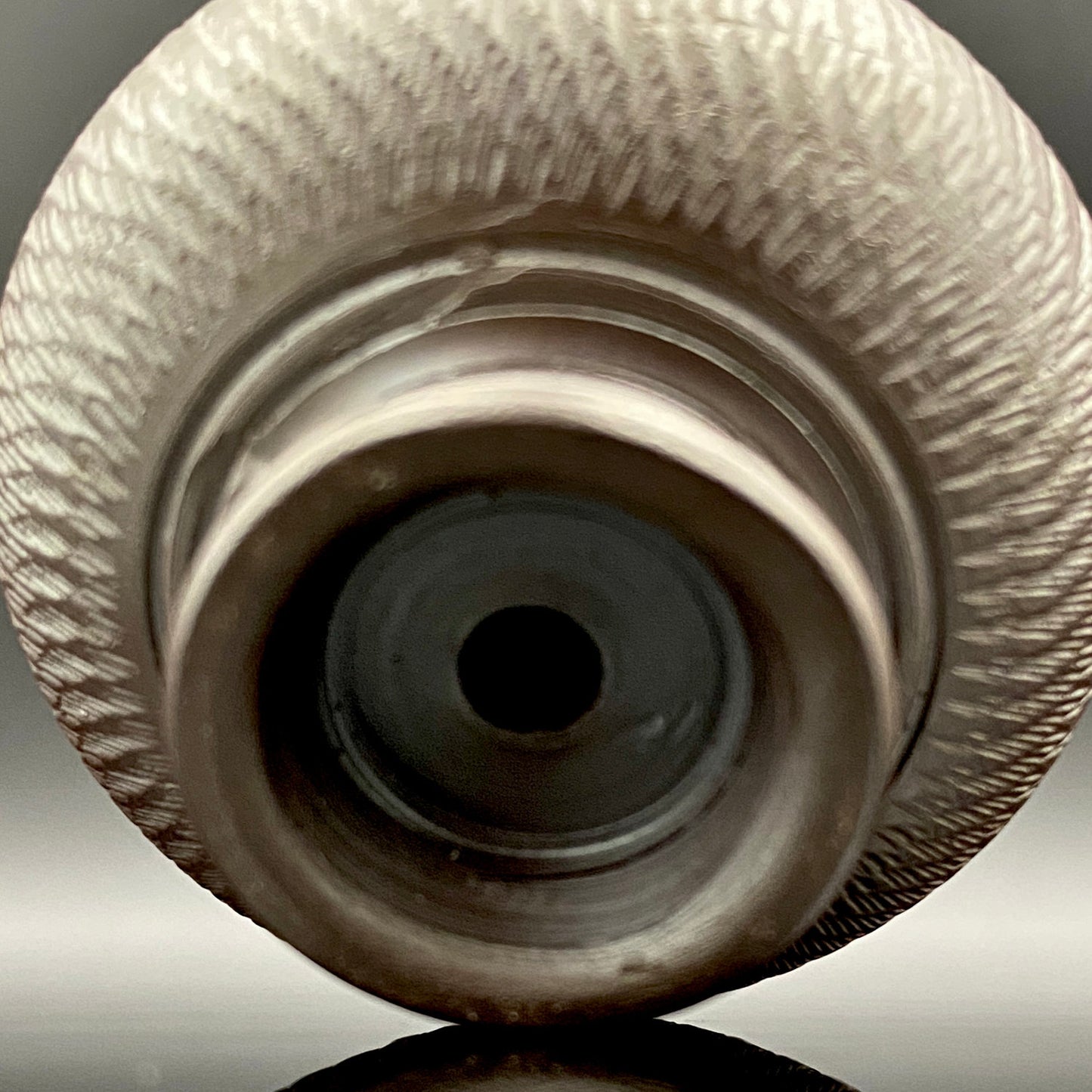 Banko Ware Traditional Craftsman, Mori Iroku IV: Purple Clay Diamond-Cut Geometric Multi-Faceted Water Dropper / Whisky Dropper #210