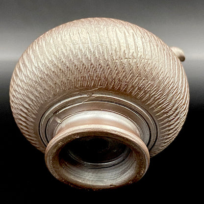 Banko Ware Traditional Craftsman, Mori Iroku IV: Purple Clay Diamond-Cut Geometric Multi-Faceted Water Dropper / Whisky Dropper #210