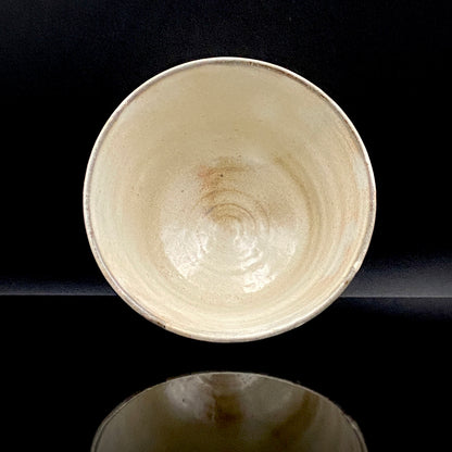 Kyo-yaki Seiwa Kiln, Founded by Certified Traditional Craftsman Hara Seiwa I (原清和): Korai-Style Kohiki Tea Bowl with Hima, Japanese Rocks Glass, with Wooden Box #504
