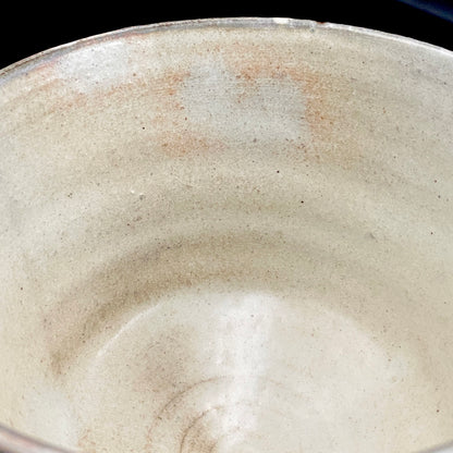 Kyo-yaki Seiwa Kiln, Founded by Certified Traditional Craftsman Hara Seiwa I (原清和): Korai-Style Kohiki Tea Bowl with Hima, Japanese Rocks Glass, with Wooden Box #504