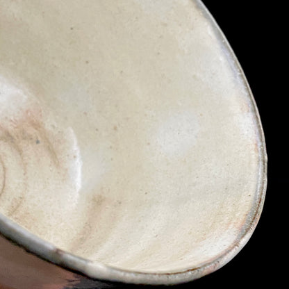 Kyo-yaki Seiwa Kiln, Founded by Certified Traditional Craftsman Hara Seiwa I (原清和): Korai-Style Kohiki Tea Bowl with Hima, Japanese Rocks Glass, with Wooden Box #504