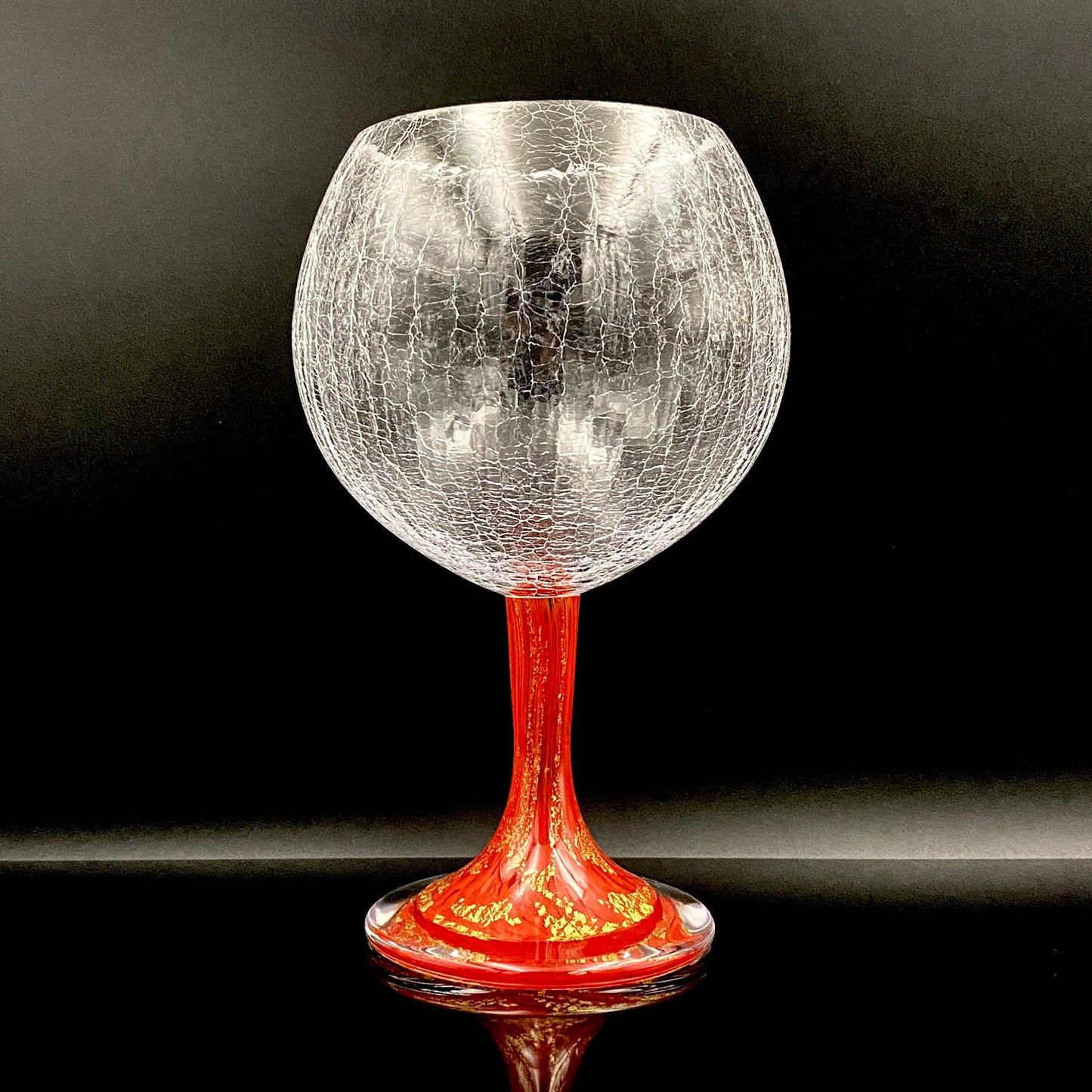 Sakata Jinnai (Jin) Handmade Blown Glass Red Gold Painted Gold Leaf Gold Painted Shinjinmon Glass Wine Glasses Set of 2 #232