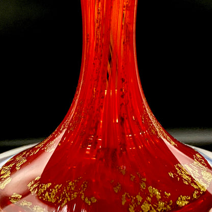 Sakata Jinnai (Jin) Handmade Blown Glass Red Gold Painted Gold Leaf Gold Painted Shinjinmon Glass Wine Glasses Set of 2 #232