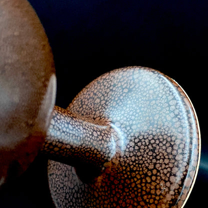 日展特選2回受賞 六代清水六兵衛門下 鈴木 健司 作 油滴天目 馬上盃 和のテイスティンググラス 古酒用酒器 #495