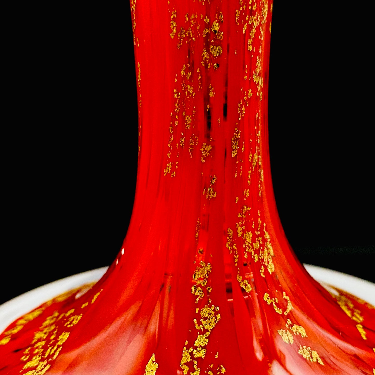 Sakata Jinnai (Jin) Handmade Blown Glass Red Gold Painted Gold Leaf Gold Painted Shinjinmon Glass Wine Glasses Set of 2 #232
