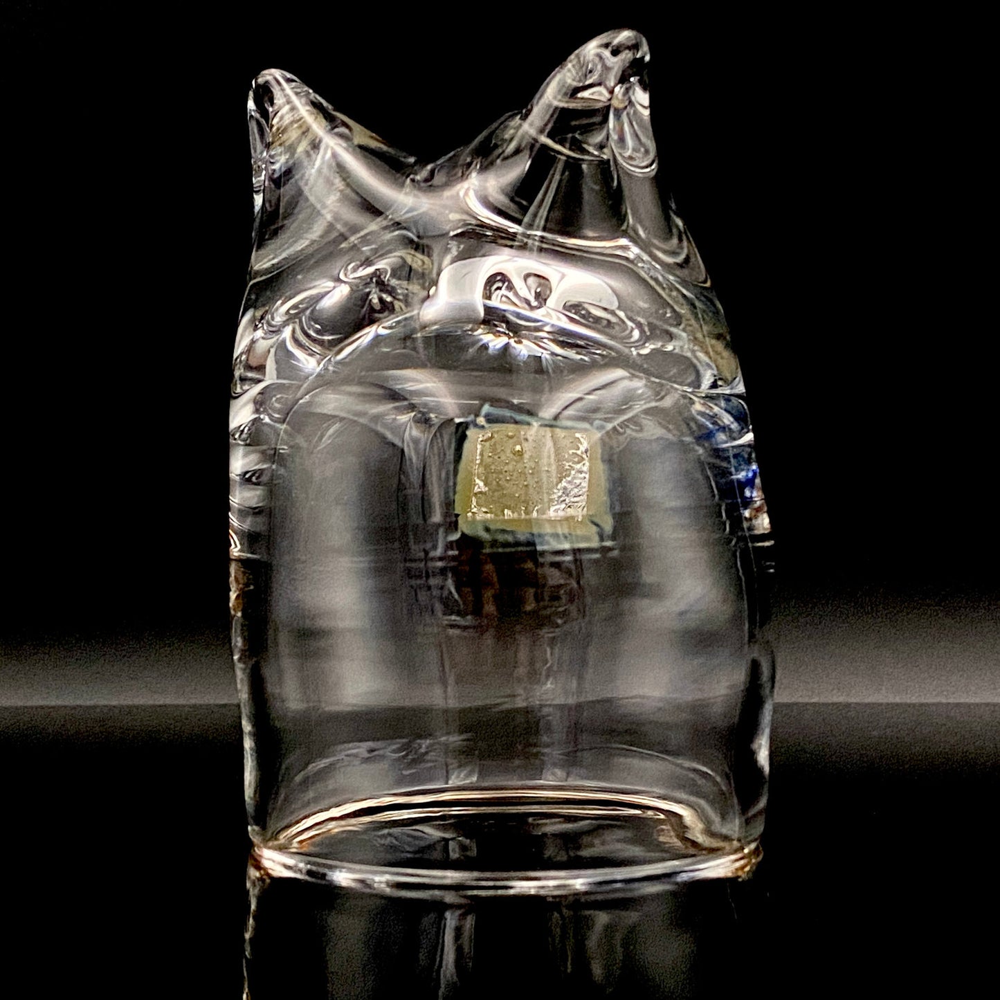 内閣総理大臣賞受賞作家、米原 眞司 作 箔糸巻繊維紋 三足付 手吹き硝子酒盃 ペアセット #216