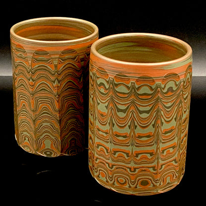 Yohei Konishi, Tokoname City Intangible Cultural Heritage Holder, Hand-thrown Shudei Neriage Genshinsai Sake Set, Pair #224