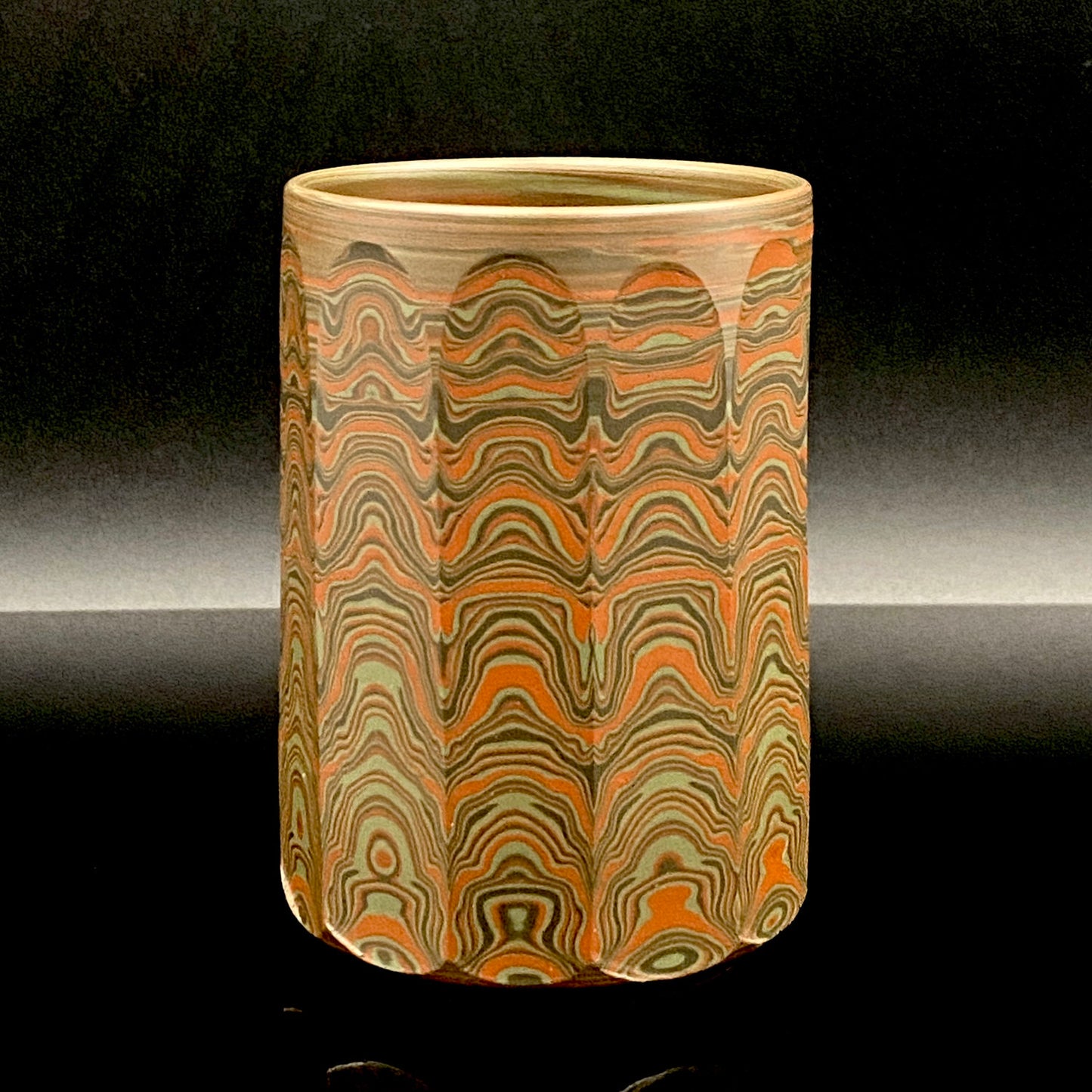 Yohei Konishi, Tokoname City Intangible Cultural Heritage Holder, Hand-thrown Shudei Neriage Genshinsai Sake Set, Pair #224