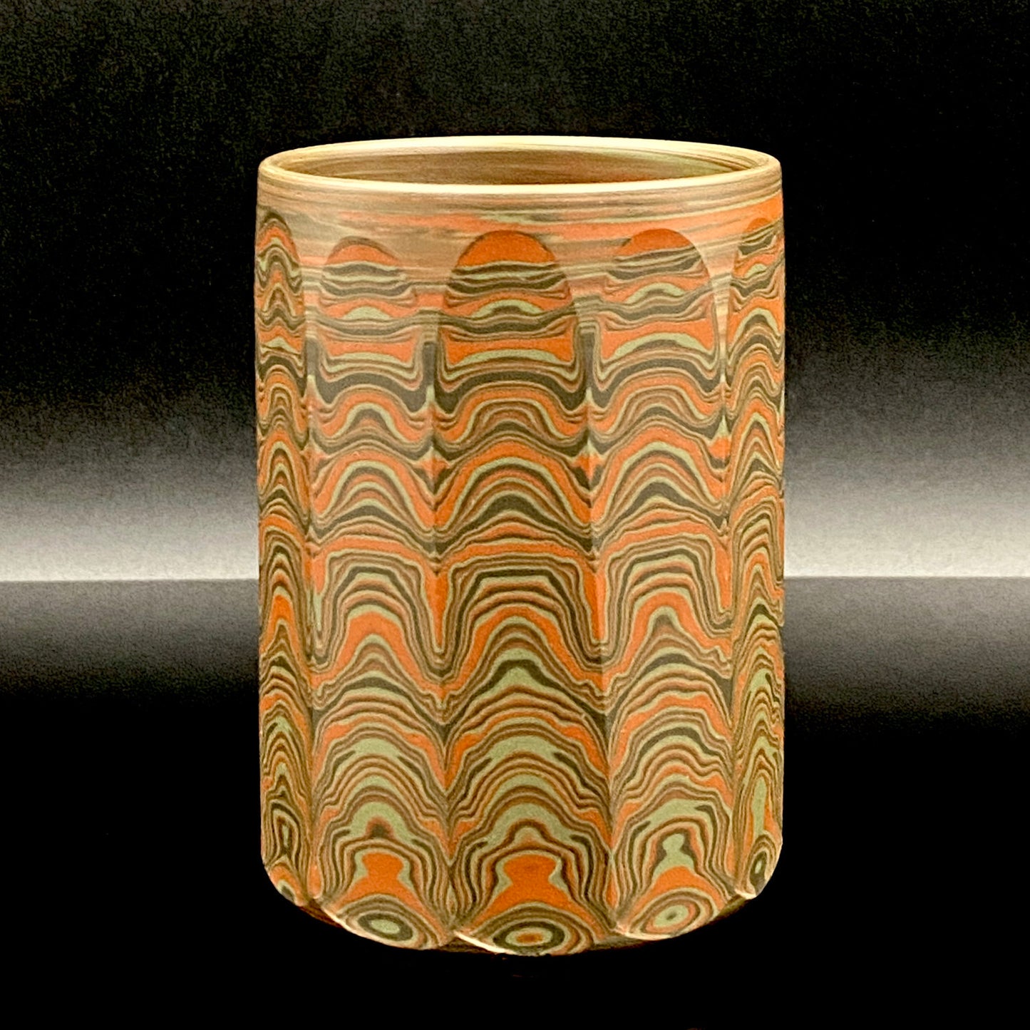 Yohei Konishi, Tokoname City Intangible Cultural Heritage Holder, Hand-thrown Shudei Neriage Genshinsai Sake Set, Pair #224