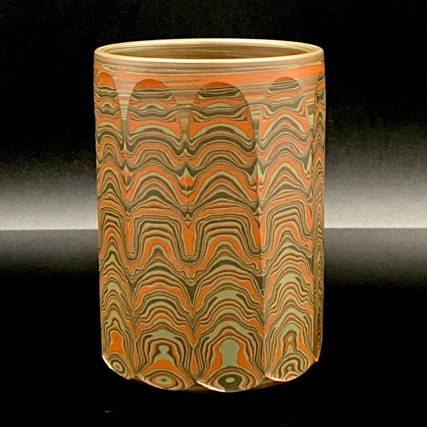 Yohei Konishi, Tokoname City Intangible Cultural Heritage Holder, Hand-thrown Shudei Neriage Genshinsai Sake Set, Pair #224
