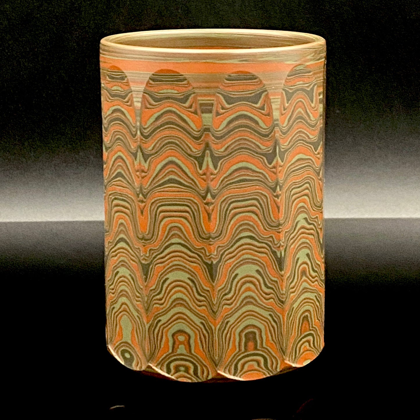 Yohei Konishi, Tokoname City Intangible Cultural Heritage Holder, Hand-thrown Shudei Neriage Genshinsai Sake Set, Pair #224