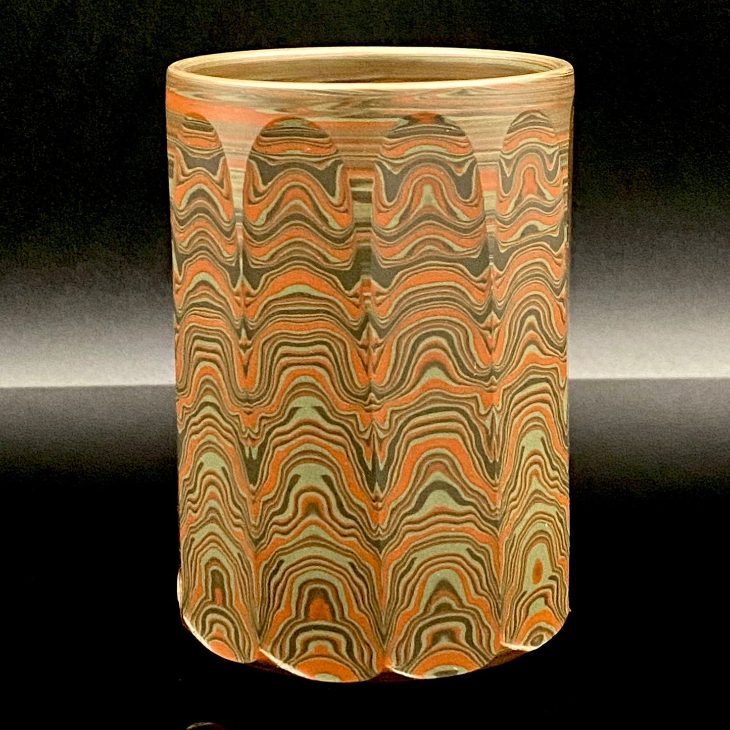 Yohei Konishi, Tokoname City Intangible Cultural Heritage Holder, Hand-thrown Shudei Neriage Genshinsai Sake Set, Pair #224