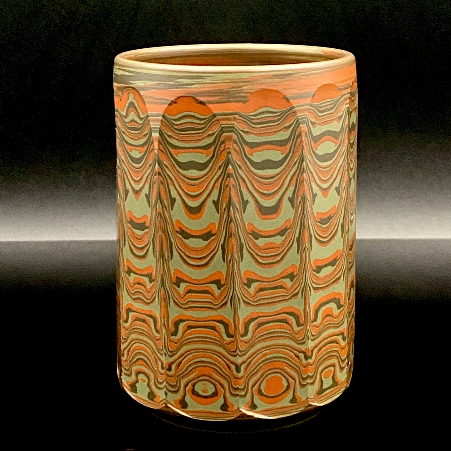 Yohei Konishi, Tokoname City Intangible Cultural Heritage Holder, Hand-thrown Shudei Neriage Genshinsai Sake Set, Pair #224