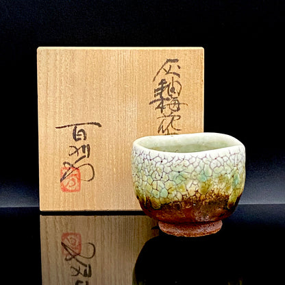 安藤百利行 Ando Moriyuki 美濃 Mino ware 美浓烧 灰釉梅花皮 kaiyu kairagi glaze 灰釉梅花皮 ぐい呑 guinomi sake cup 酒盏 ショットグラス shot glass 烈酒杯 (3/64)