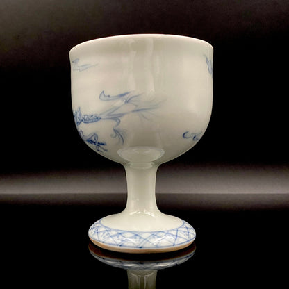 Teruko Nakamura, President of Hokkaido Ceramics Association, Full Member of Japan Kōgei Association - Sometsuke Flying Dragon-motif Bajouhai (High-footed Cup), Fuji Kiln #239