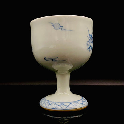Teruko Nakamura, President of Hokkaido Ceramics Association, Full Member of Japan Kōgei Association - Sometsuke Flying Dragon-motif Bajouhai (High-footed Cup), Fuji Kiln #239