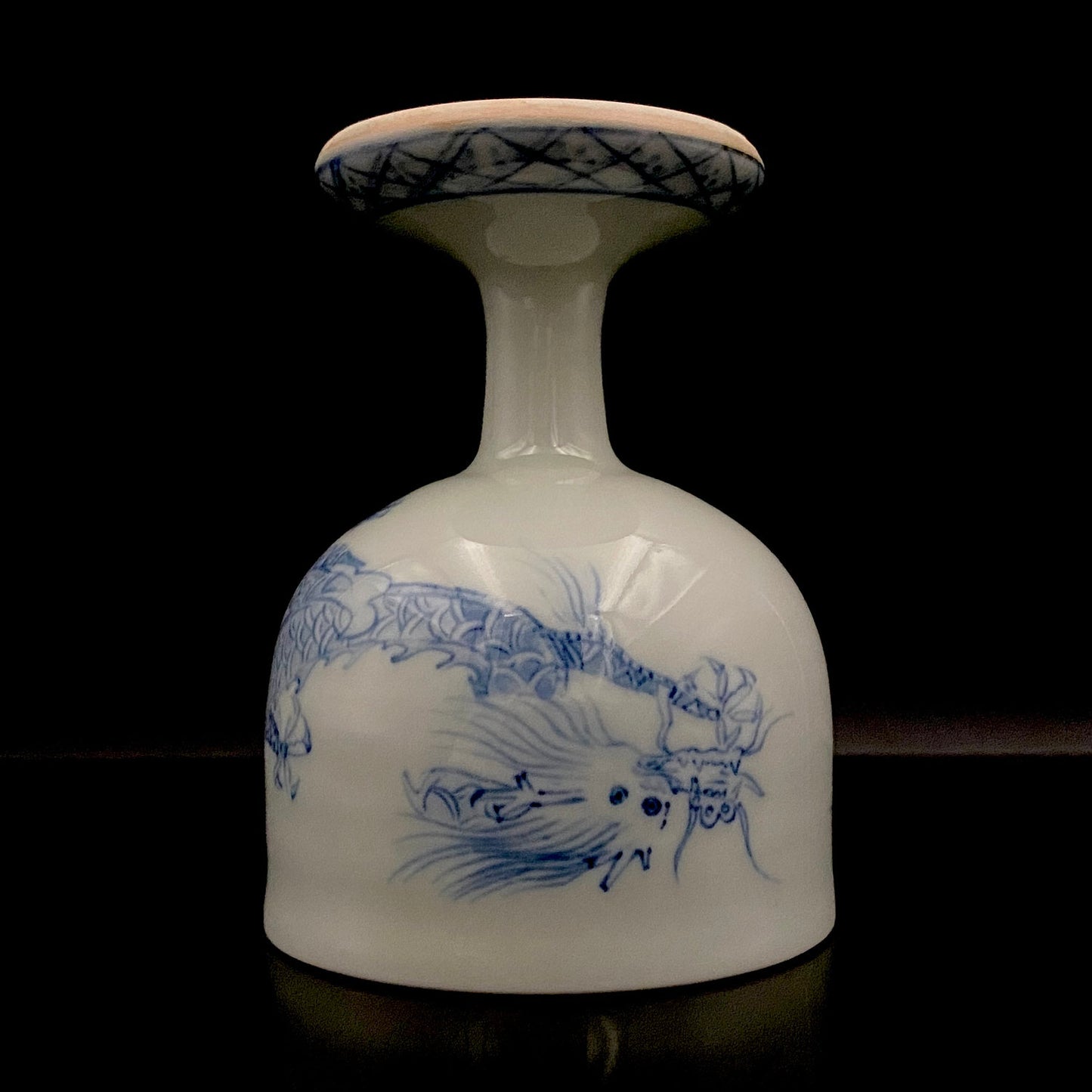 Teruko Nakamura, President of Hokkaido Ceramics Association, Full Member of Japan Kōgei Association - Sometsuke Flying Dragon-motif Bajouhai (High-footed Cup), Fuji Kiln #239